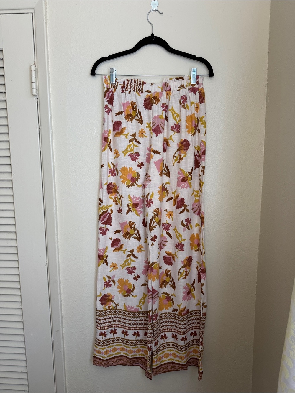 GLG Floral Linen Blend Bohocoastal Pink and Mustard Women’s S 2 Piece Pant Set - Picture 7 of 9